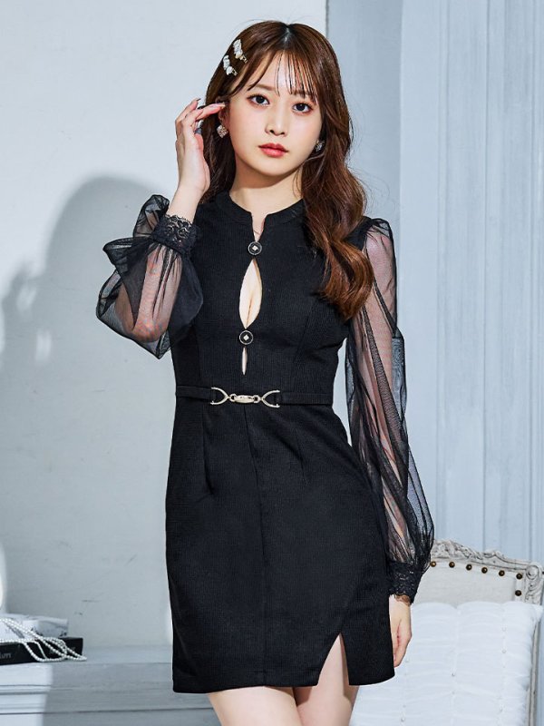 画像11: シアースリーブタイトミニドレス/キャバドレス【S-XLサイズ/1カラー】[HC02-X] 【SB】dzw