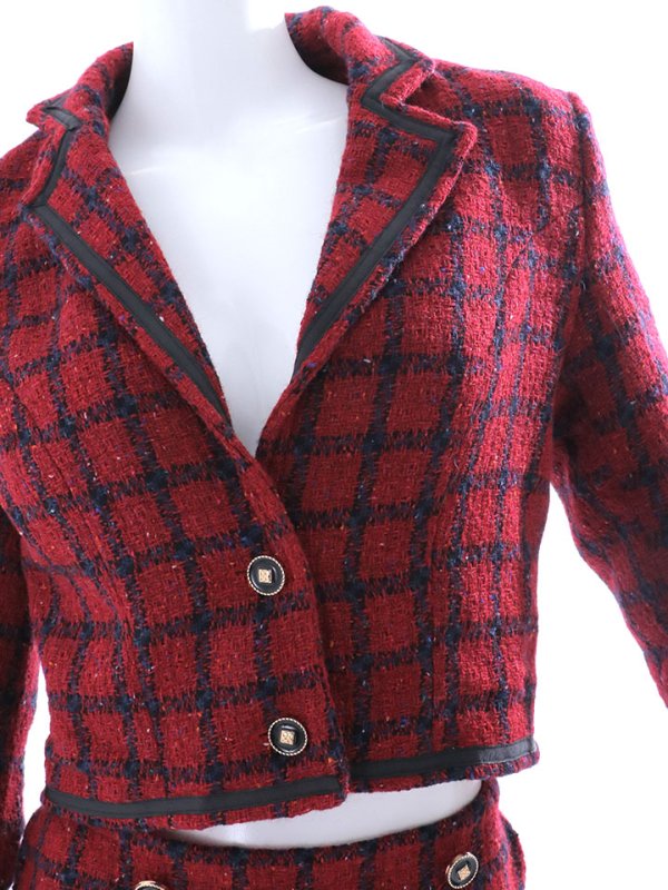 画像19: ジャケットチェックバーガンディセットアップワンピース/谷間見せ/背中隠し/マーメイド/ミニドレス/キャバドレス【S-Lサイズ/1カラー】[HC02-X] 【SB】dzw