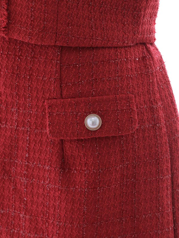 画像23: 新色登場!ノースリーブセットアップドレス/ツイード/フリンジ/パールボタン/谷間見せ/背中見せ/ミニドレス/キャバドレス【XS-Mサイズ/2カラー】[HC02-X] 【SB】dzt