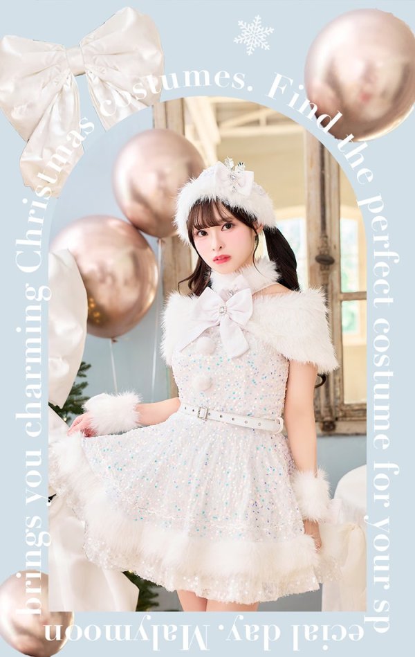 画像4: 【即日発送！】【クリスマスコスプレ9点セット】【Malymoon/マリームーン】スパークリージュエルリボンサンタ【SM-ML/2カラー】[OF03]