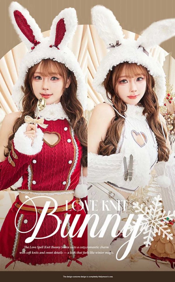 画像12: 【即日発送！】【クリスマスコスプレ7点セット】【Malymoon/マリームーン】ラブスペルニットバニーサンタ【フリーサイズ/2カラー】[OF03]