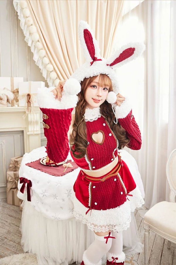 画像6: 【即日発送！】【クリスマスコスプレ7点セット】【Malymoon/マリームーン】ラブスペルニットバニーサンタ【フリーサイズ/2カラー】[OF03]