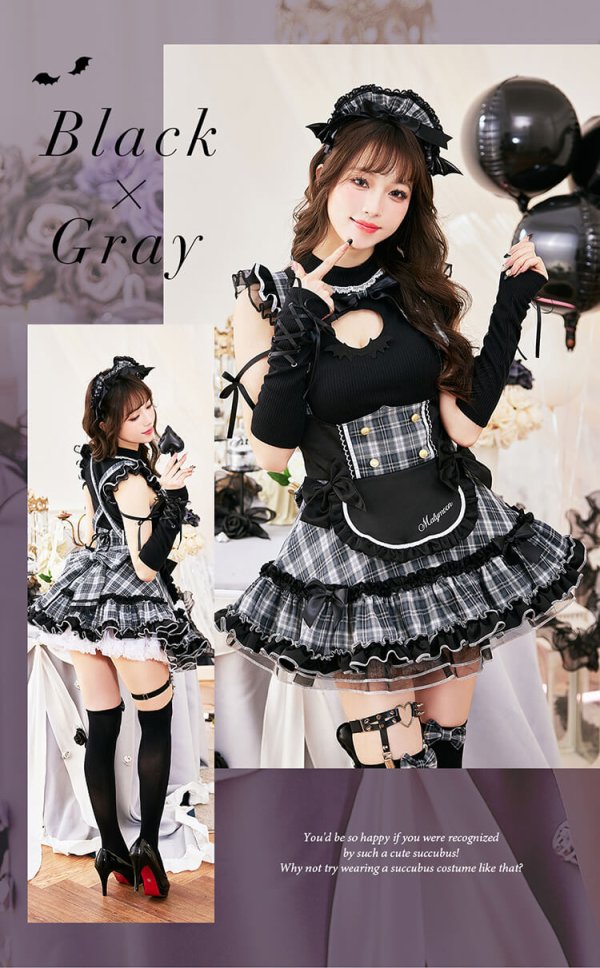画像9: 【送料無料！】【ハロウィン】ガーリーロックサキュバスメイド【コスプレ11点SET】【Fサイズ】[OF03]モデル着用