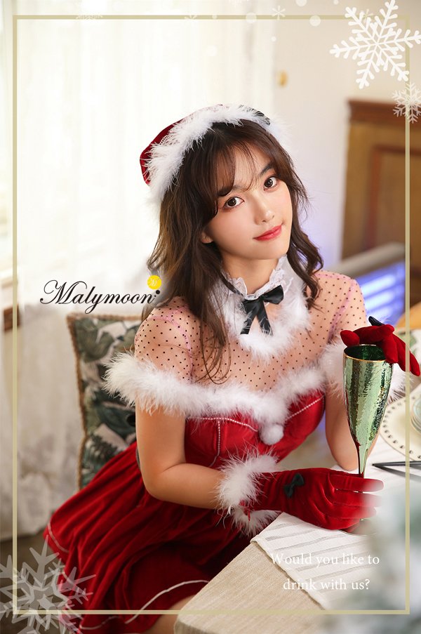 画像6: 【即日発送】【クリスマスコスプレ7点セット】【Malymoon/マリームーン】ドットレースサンタ【フリーサイズ/1カラー】[OF03]