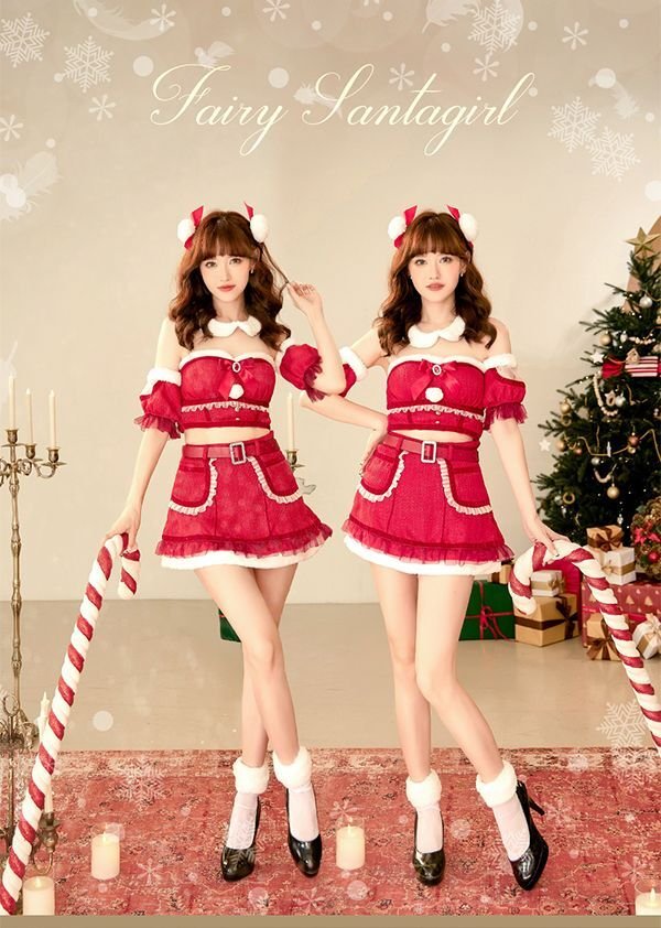 画像2: 【即日発送】【クリスマスコスプレ8点セット】【Malymoon/マリームーン】ファーポンポンサンタ【フリーサイズ/1カラー】[YMT]