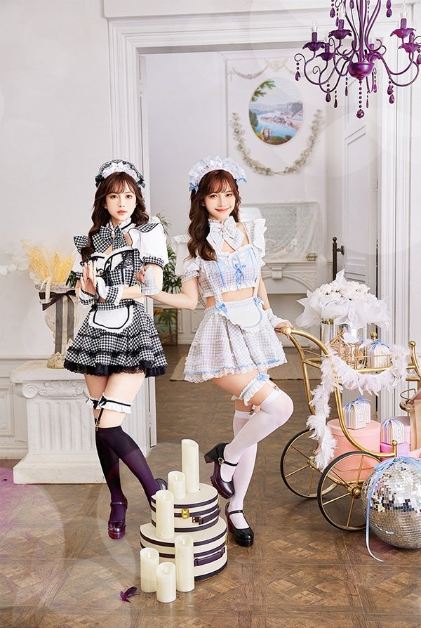 画像4: 【即日発送】千鳥柄クラシカルレディメイド【マリームーン】【ハロウィンコスプレ8点セット】【フリーサイズ/2カラー】[HC03]