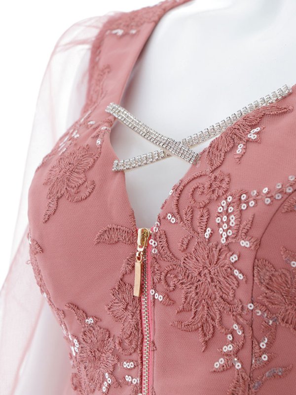 画像24: 【送料無料!】刺繍レースドレス/ビジュー/チュール/ロングスリーブ/ロングドレス/キャバドレス【S-Mサイズ/2カラー】[HC02-X] 【SB】dzw