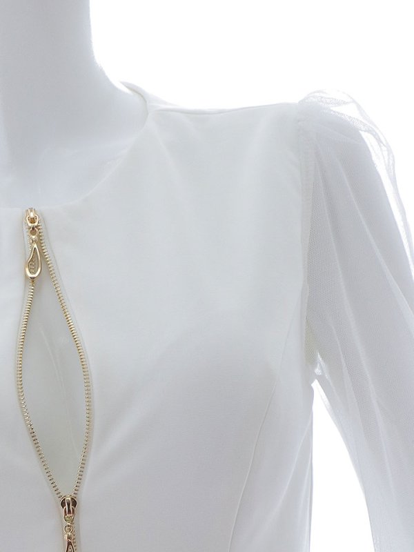 画像29: ジップアップドレス/チュール袖/刺繍/布ベルト/シアー/スリット/透け/谷間見せ/背中隠し/ミニドレス/キャバドレス【XS-XLサイズ/3カラー】[HC02-X] 【SB】dzw