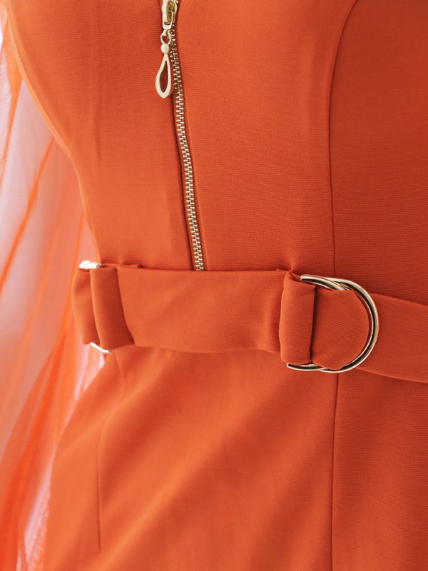 画像34: ジップアップドレス/チュール袖/刺繍/布ベルト/シアー/スリット/透け/谷間見せ/背中隠し/ミニドレス/キャバドレス【XS-XLサイズ/3カラー】[HC02-X] 【SB】dzw