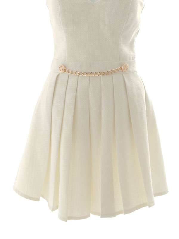 画像15: プリーツキャミドレス/ベルト/ビジュー/谷間見せ/ミニドレス/キャバドレス【XS-Mサイズ/1カラー】[HC02] 【SB】dzk