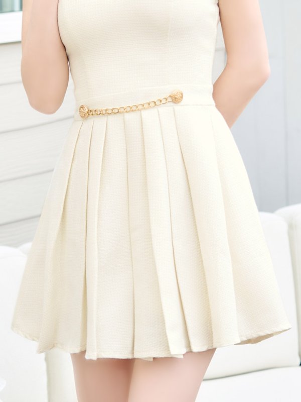 画像5: プリーツキャミドレス/ベルト/ビジュー/谷間見せ/ミニドレス/キャバドレス【XS-Mサイズ/1カラー】[HC02] 【SB】dzk