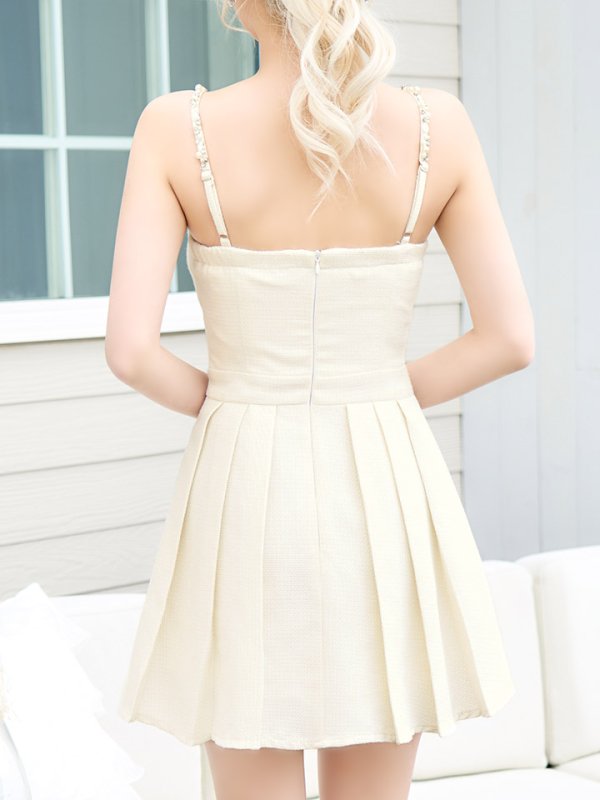 画像6: プリーツキャミドレス/ベルト/ビジュー/谷間見せ/ミニドレス/キャバドレス【XS-Mサイズ/1カラー】[HC02] 【SB】dzk