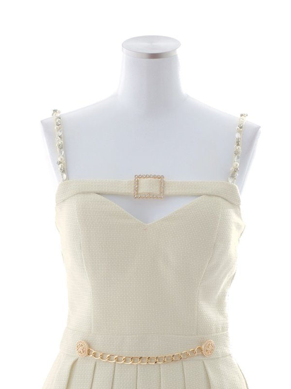 画像14: プリーツキャミドレス/ベルト/ビジュー/谷間見せ/ミニドレス/キャバドレス【XS-Mサイズ/1カラー】[HC02] 【SB】dzk