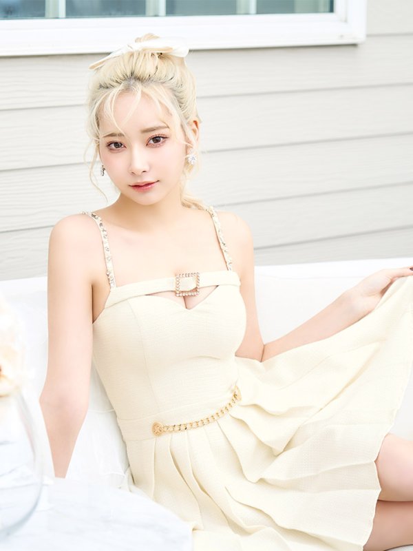 画像8: プリーツキャミドレス/ベルト/ビジュー/谷間見せ/ミニドレス/キャバドレス【XS-Mサイズ/1カラー】[HC02] 【SB】dzk