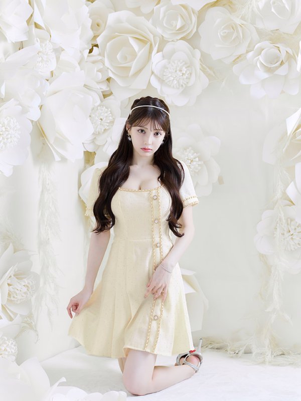 画像9: スクエアネックプリーツツイードドレス/キャバドレス【S-XLサイズ/1カラー】[OF01A] 【SB】dzw