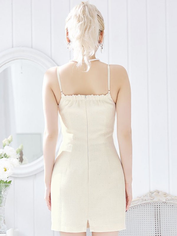 画像6: フロントリボンキャミソールドレス/キャバドレス【XS-Mサイズ/1カラー】[HC02] 【SB】dzw