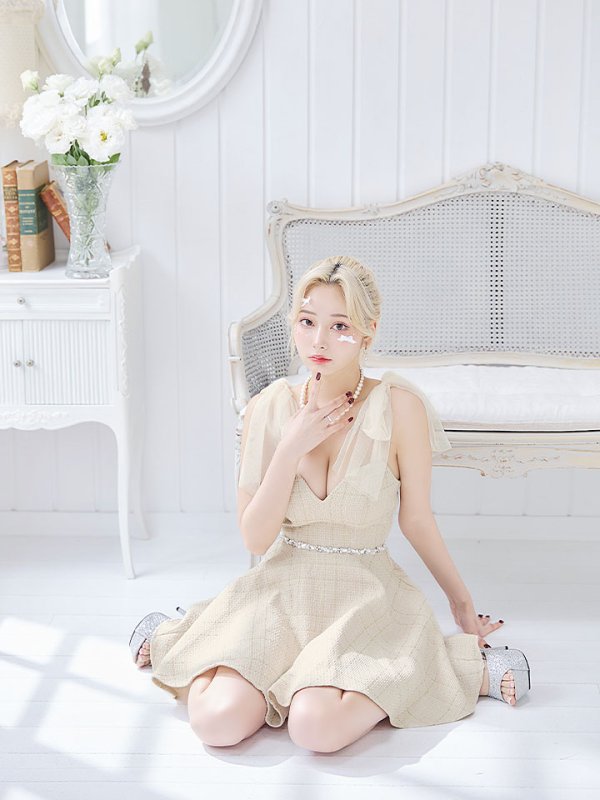 画像9: リボンショルダーワンピース/ノースリーブ/谷間見せ/背中見せ/ミニドレス/キャバドレス【XS-Mサイズ/1カラー】[HC02] 【SB】dzj