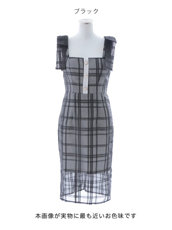 画像19: 【sifeel/シフィール】チュールレイヤードワンピース/ノースリーブ/リボン/パールボタン/谷間見せ/背中見せ/ミディアムドレス/キャバドレス【S-Mサイズ/2カラー】[HC02] 【SB】