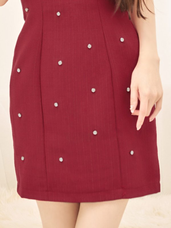 画像8: 【送料無料!】ビジューミニドレス/パール/襟/半袖/谷間見せ/背中隠し/ミニドレス/キャバドレス【XS-XLサイズ/4カラー】[OF01A-X] 【SB】dzw