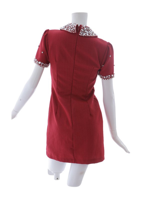 画像33: 【送料無料!】ビジューミニドレス/パール/襟/半袖/谷間見せ/背中隠し/ミニドレス/キャバドレス【XS-XLサイズ/4カラー】[OF01A-X] 【SB】dzw