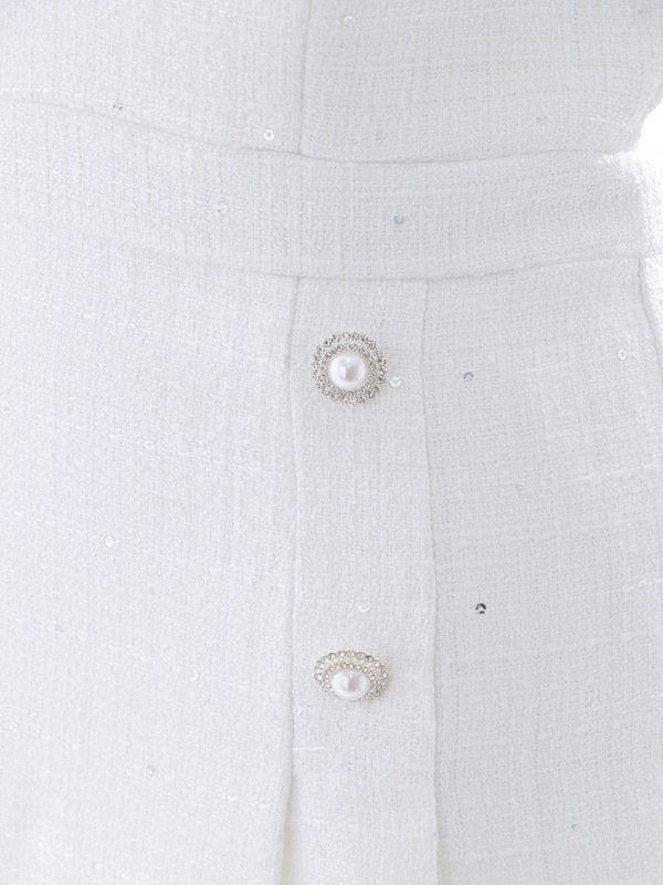 画像17: ツイードプリーツワンピース/パールショルダー/Aライン/谷間見せ/背中隠し/ミニドレス/キャバドレス【XS-Mサイズ/1カラー】[OF01A] dzc