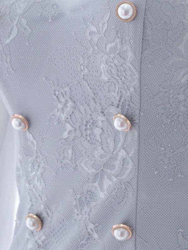 画像21: 刺繍レースミニドレス/ロングスリーブ/シアー/パールボタン/谷間見せ/背中隠し/ミニドレス/キャバドレス【XS-Lサイズ/2カラー】[HC02] 【SB】dzco