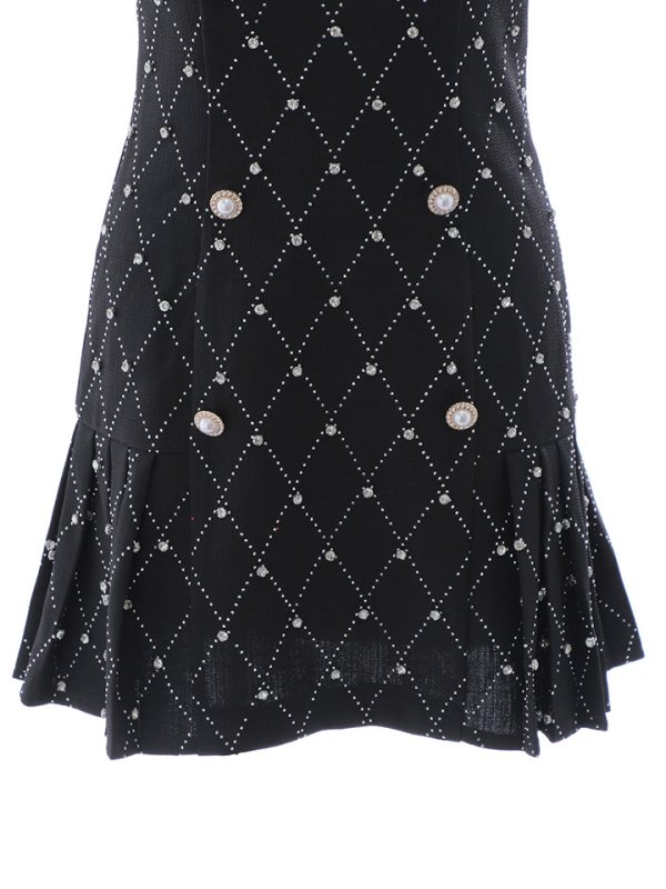 画像24: ビジューキャミワンピースドレス/ツイード/プリーツスカート/ローライズ/ローウエスト/パールボタン/谷間見せ/背中見せ/ミニドレス/キャバドレス【XS-Mサイズ/2カラー】[OF01A]【SB】dzwo