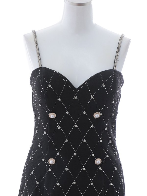 画像23: ビジューキャミワンピースドレス/ツイード/プリーツスカート/ローライズ/ローウエスト/パールボタン/谷間見せ/背中見せ/ミニドレス/キャバドレス【XS-Mサイズ/2カラー】[OF01A]【SB】dzwo