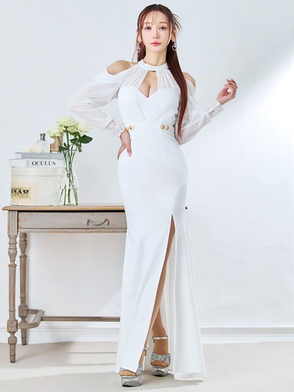 画像5: オフショルシアーロングドレス/キャバドレス【S-Lサイズ/4カラー】[HC02] 【YN】dzw