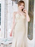 ロングキャミマーメイドドレス/ツイード/パール/谷間見せ/背中見せ/ロングドレス/キャバドレス【XS-Mサイズ/1カラー】[OF04] 【SB】dzwo