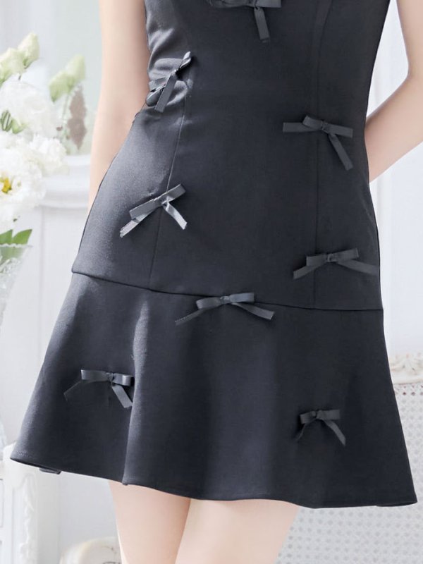 画像5: リボンショルダーワンピースドレス/ノールリーブ/リボン/谷間見せ/背中見せ/ミニドレス/キャバドレス【XS-Mサイズ/1カラー】[HC02-U] 【SB】dzw