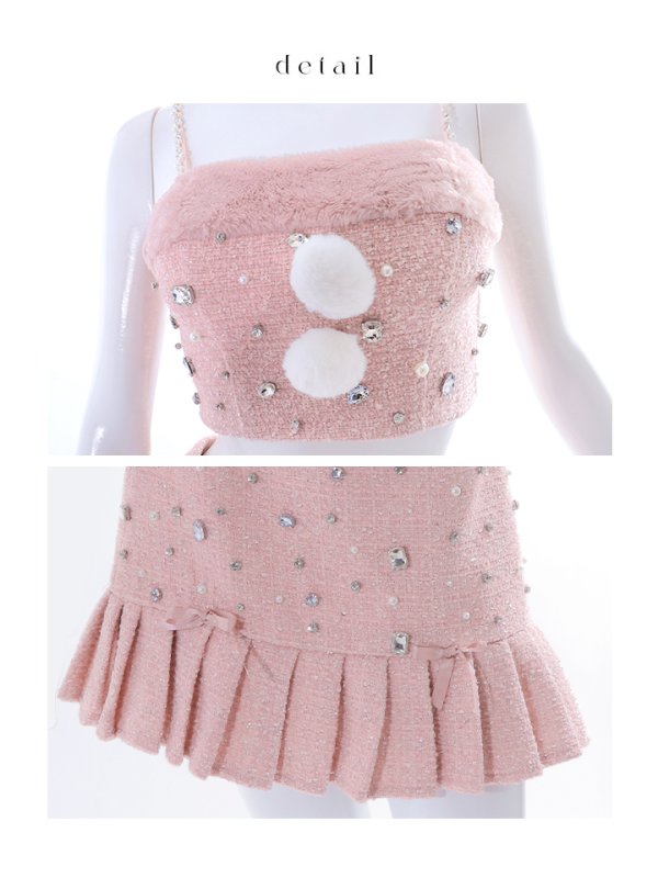 画像30: 【ノベルティ対象】【即日発送！】【サンタコス 4点セット】【XS-Lサイズ/1カラー】チェックセットアップビジューサンタコスプレ[YMT]