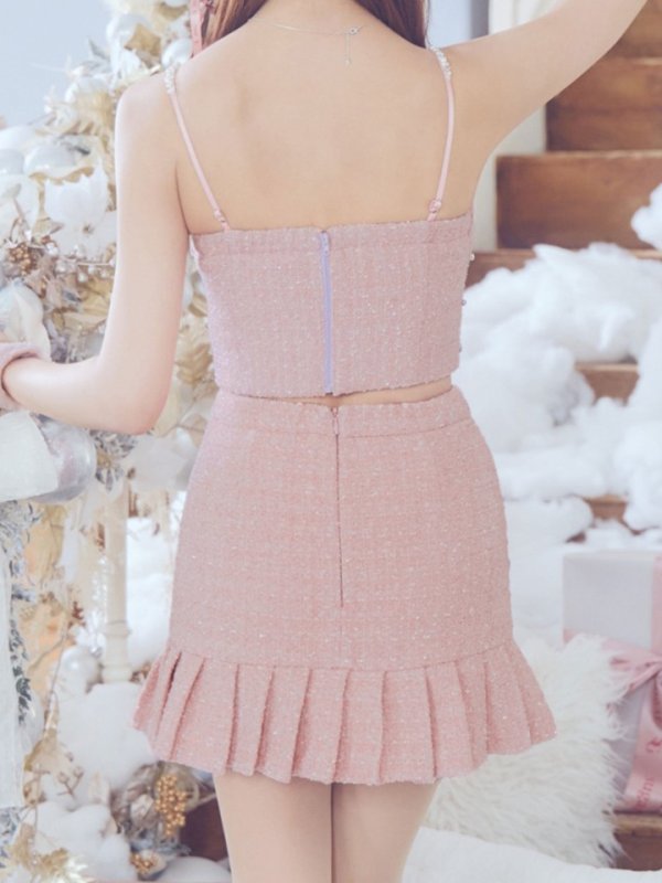 画像9: 【ノベルティ対象】【即日発送！】【サンタコス 4点セット】【XS-Lサイズ/1カラー】チェックセットアップビジューサンタコスプレ[YMT]