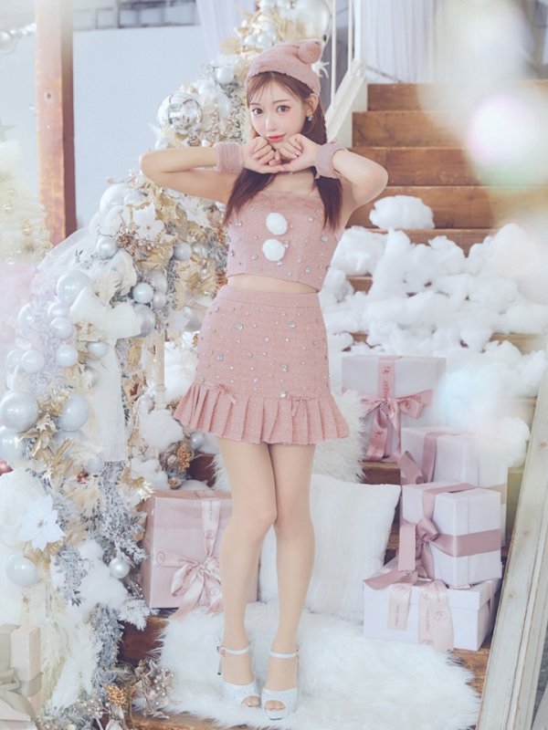 画像21: 【ノベルティ対象】【即日発送！】【サンタコス 4点セット】【XS-Lサイズ/1カラー】チェックセットアップビジューサンタコスプレ[YMT]