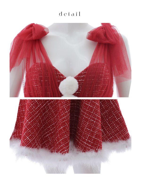 画像26: 【ノベルティ対象】【即日発送】【サンタコス 4点セット】【XS-XLサイズ/1カラー】チュールリボンツイードフレアサンタ[YMT]