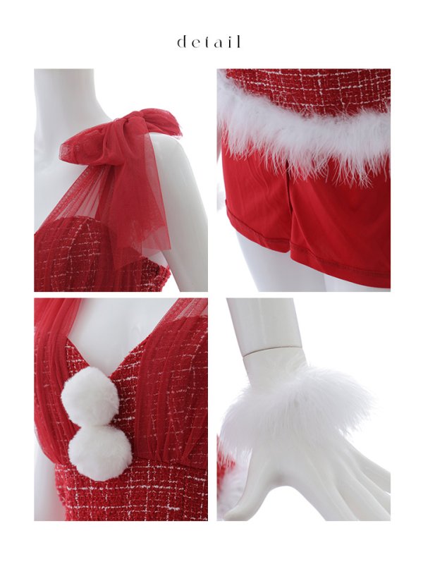 画像27: 【ノベルティ対象】【即日発送】【サンタコス 4点セット】【XS-XLサイズ/1カラー】チュールリボンツイードフレアサンタ[YMT]