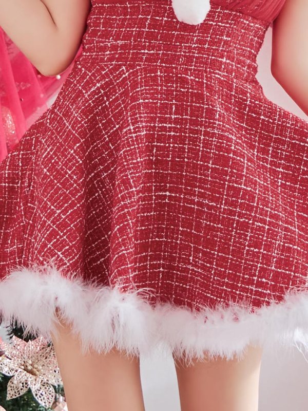 画像24: 【ノベルティ対象】【即日発送】【サンタコス 4点セット】【XS-XLサイズ/1カラー】チュールリボンツイードフレアサンタ[YMT]