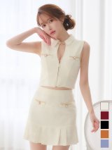 【即日発送】【送料無料】プリーツツイードパールボタンドレス/キャバドレス【XS-Lサイズ/5カラー】[OF01]【SB】dzw