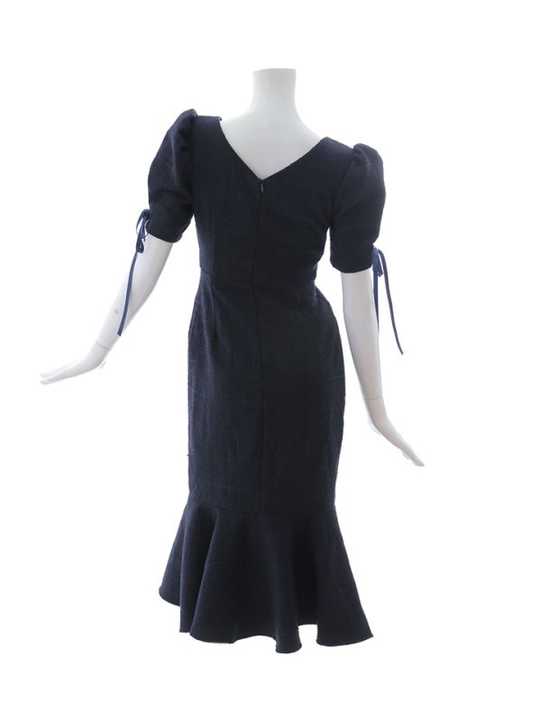 画像21: 【sifeel/シフィール】ツイードマーメイドドレス/Vネック/リボン/谷間見せ/背中隠し/ミディアムドレス/キャバドレス【S-Lサイズ/2カラー】[OF01A] 【SB】dzcv