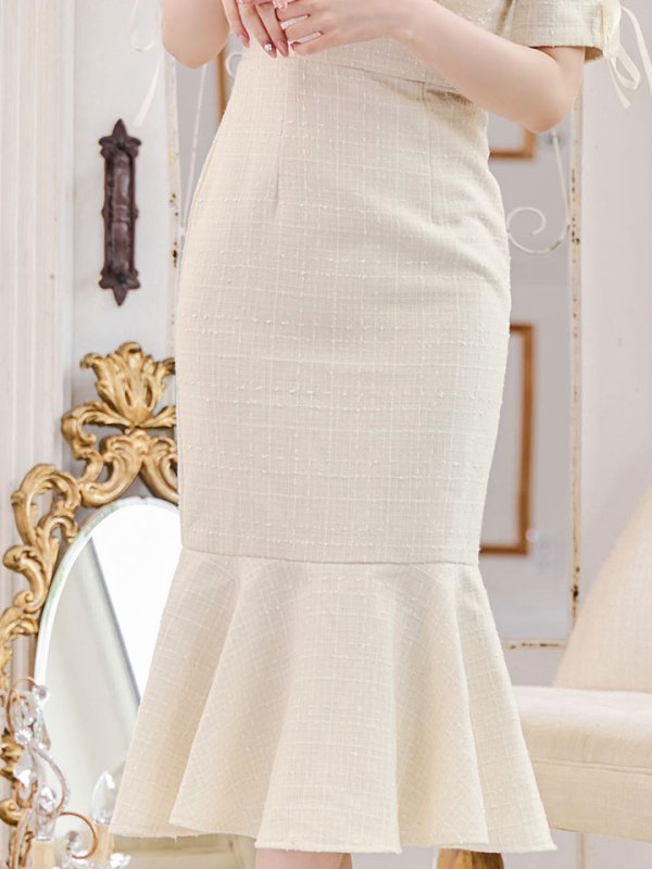 画像6: 【sifeel/シフィール】ツイードマーメイドドレス/Vネック/リボン/谷間見せ/背中隠し/ミディアムドレス/キャバドレス【S-Lサイズ/2カラー】[OF01] 【SB】dzcv