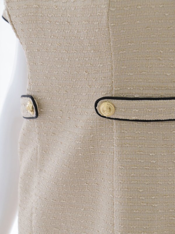 画像17: バイカラーツイードドレス/半袖/パイピング/ボタン/タイト/谷間見せ/背中隠し/ミニドレス/キャバドレス【XS-Mサイズ/1カラー】[OF01A] 【SB】dzw