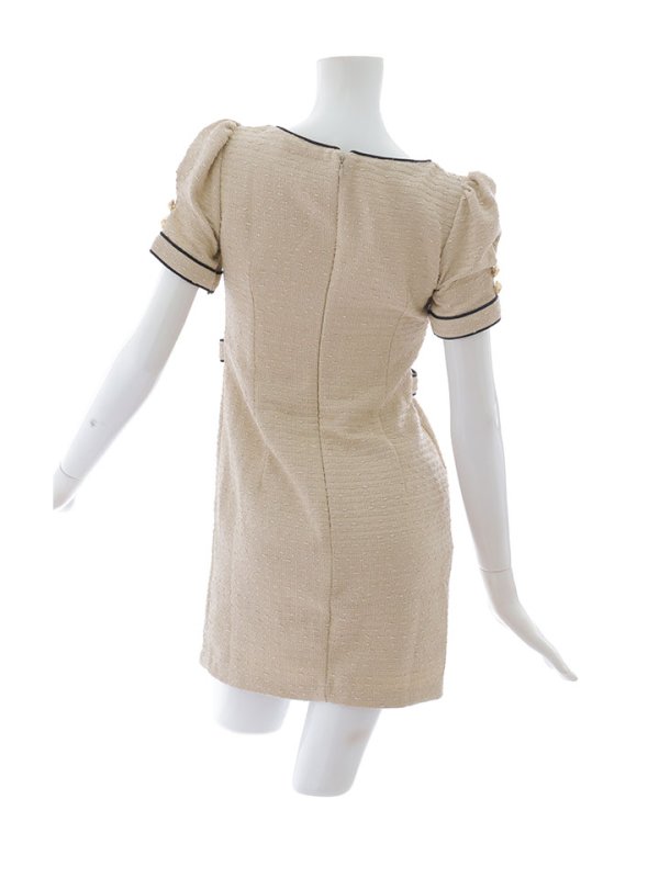 画像14: バイカラーツイードドレス/半袖/パイピング/ボタン/タイト/谷間見せ/背中隠し/ミニドレス/キャバドレス【XS-Mサイズ/1カラー】[OF01A] 【SB】dzw