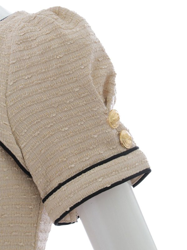 画像15: バイカラーツイードドレス/半袖/パイピング/ボタン/タイト/谷間見せ/背中隠し/ミニドレス/キャバドレス【XS-Mサイズ/1カラー】[OF01A] 【SB】dzw