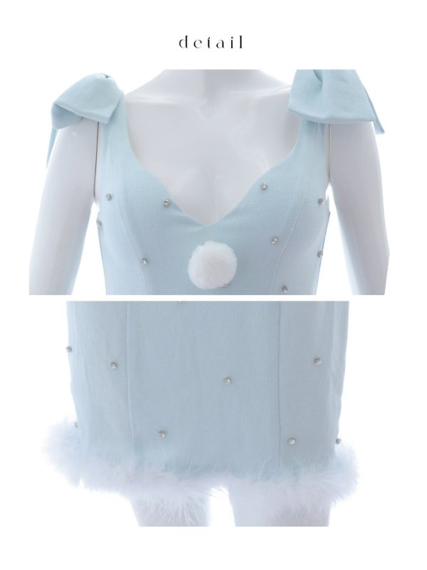 画像38: 【ノベルティ対象】【即日発送！】【サンタコス 4点セット】【XS-XLサイズ/3カラー】ショルダーリボンビジューサンタ[YMT]