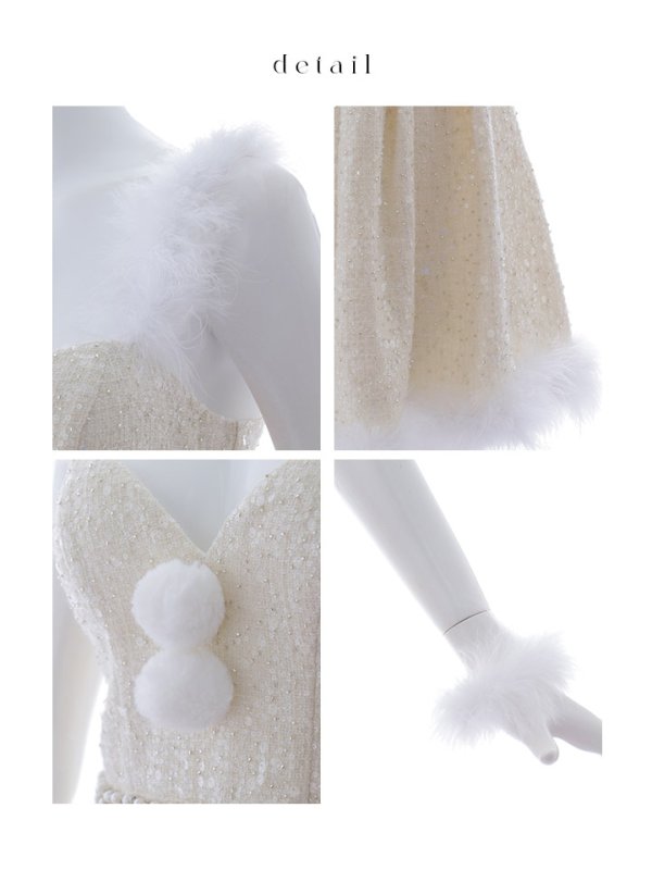 画像49: 【一部予約商品/11月中旬発送予定】【サンタコス 4点セット】【XS-XLサイズ/3カラー】ラメツイードミニワンピースサンタ[YMT]