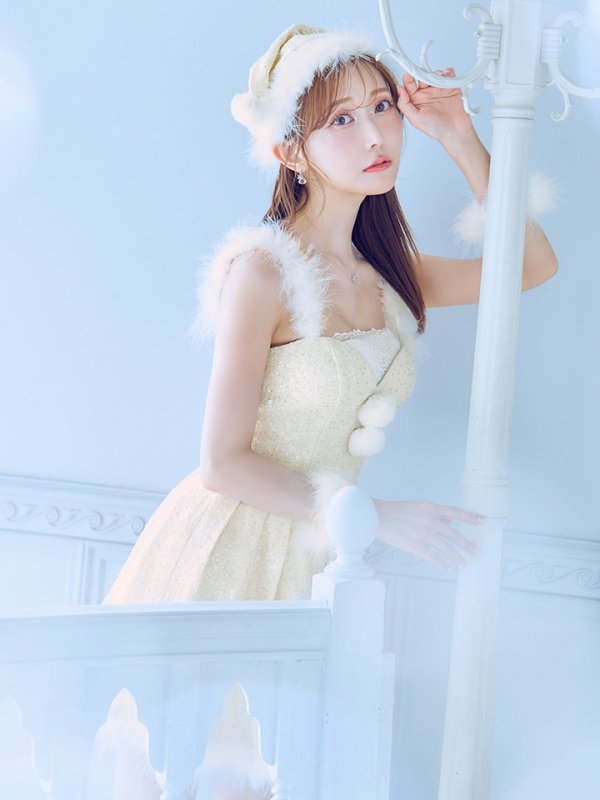 画像26: 【一部予約商品/11月中旬発送予定】【サンタコス 4点セット】【XS-XLサイズ/3カラー】ラメツイードミニワンピースサンタ[YMT]