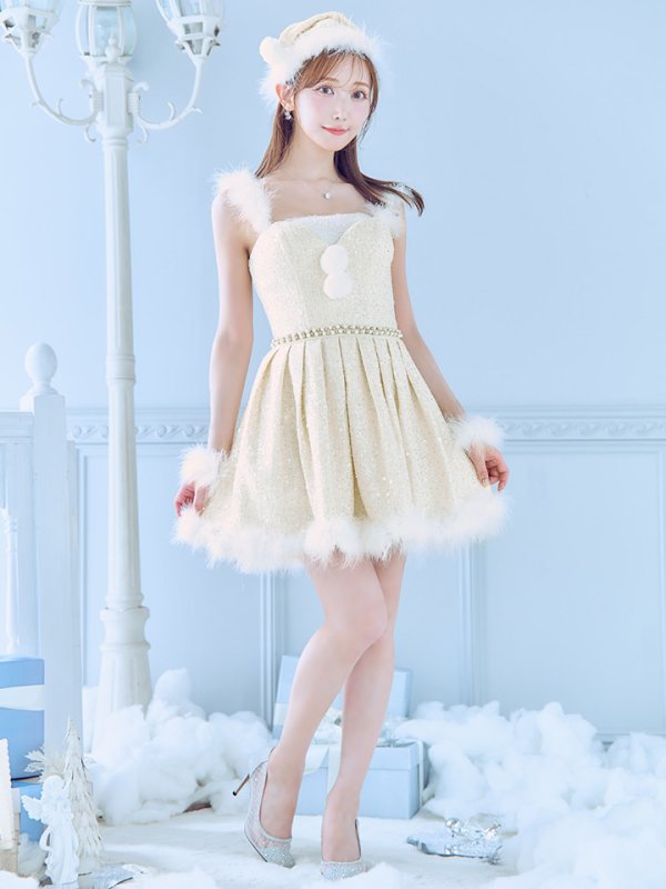 画像27: 【一部予約商品/11月中旬発送予定】【サンタコス 4点セット】【XS-XLサイズ/3カラー】ラメツイードミニワンピースサンタ[YMT]