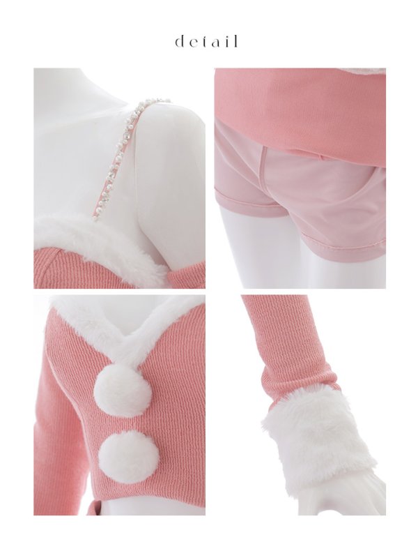 画像31: 【即日発送】【サンタコス 5点セット】【XS-Lサイズ/3カラー】オフショルダーロングスリーブセットアップサンタコスプレ[YMT]