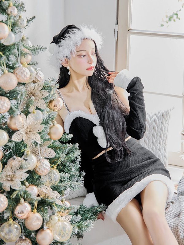 画像11: 【一部予約商品/11月中旬発送予定】【サンタコス 5点セット】【XS-Lサイズ/3カラー】オフショルダーロングスリーブセットアップサンタコスプレ[OF01]