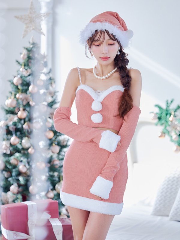画像12: 【即日発送】【サンタコス 5点セット】【XS-Lサイズ/3カラー】オフショルダーロングスリーブセットアップサンタコスプレ[YMT]